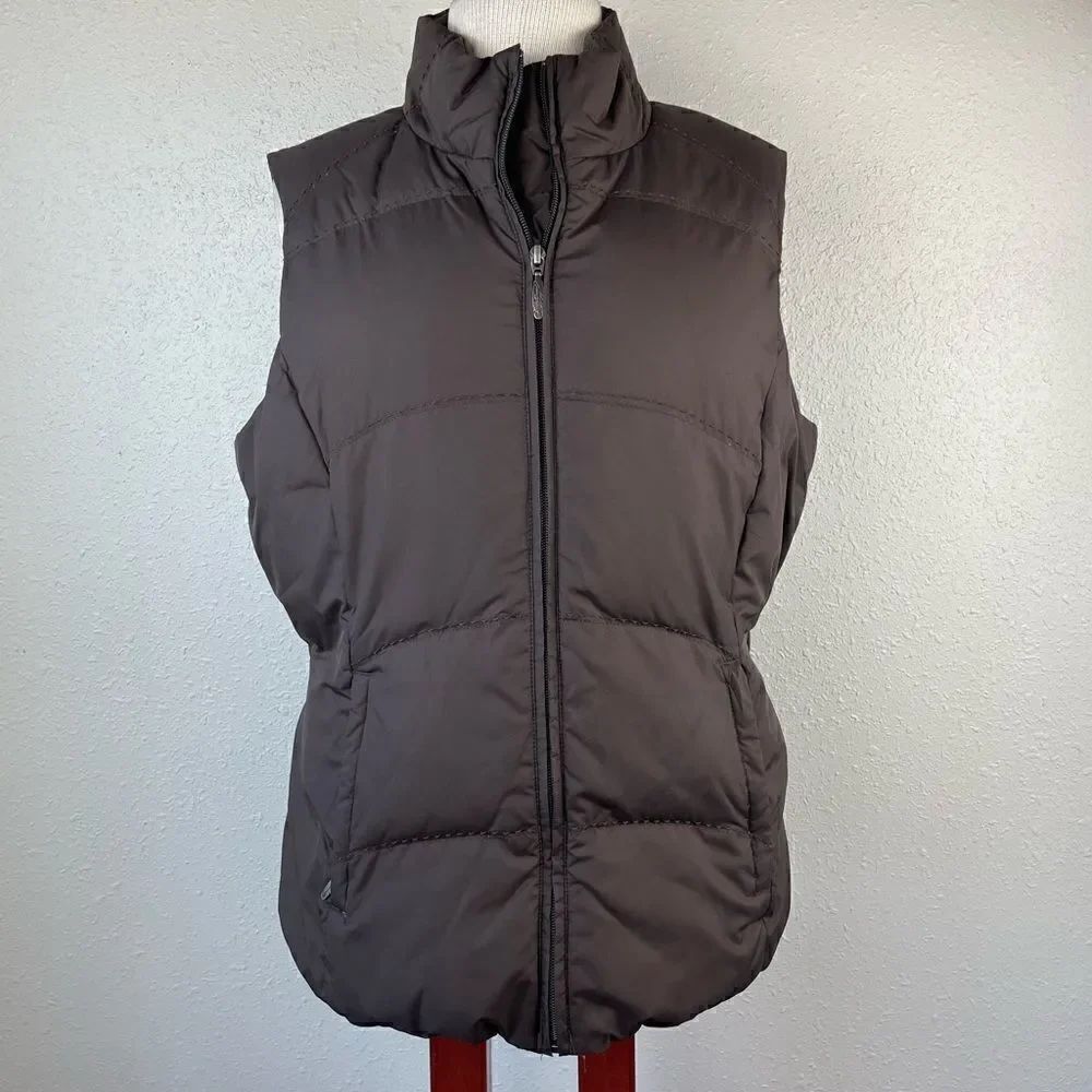 Eddie Bauer Brown Goose Down Puffer Vest Size M EUC